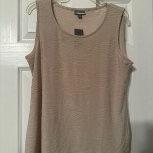 JM Collection Beige Wave Pattern Tank Top